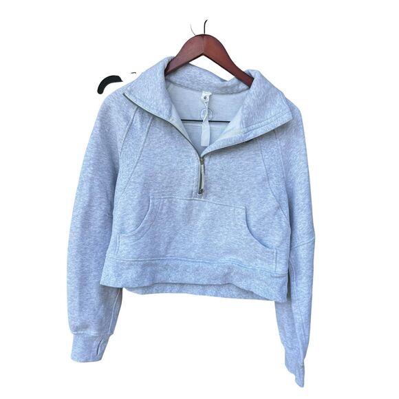 Lululemon XS/S woman’s oversized half zip cropped light gray scuba sweatshirt - Picture 1 of 8